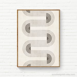 Geometric Minimalist Print, Minimal Geometric Wall Art, Original Living Room Minimal Beige White Decor
