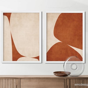 Dark Terracotta Abstract Organic Shapes Modern Art Print / Minimalist ...