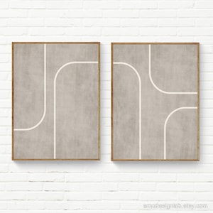 Set di stampe artistiche da parete bianche beige scuro minimalista, stampe da bagno per camera da letto, design semplice, greige
