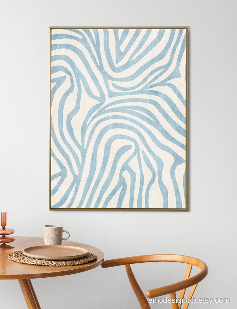 Light Blue Abstract Minimalist Lines Wall Art / Baby Blue Etsy