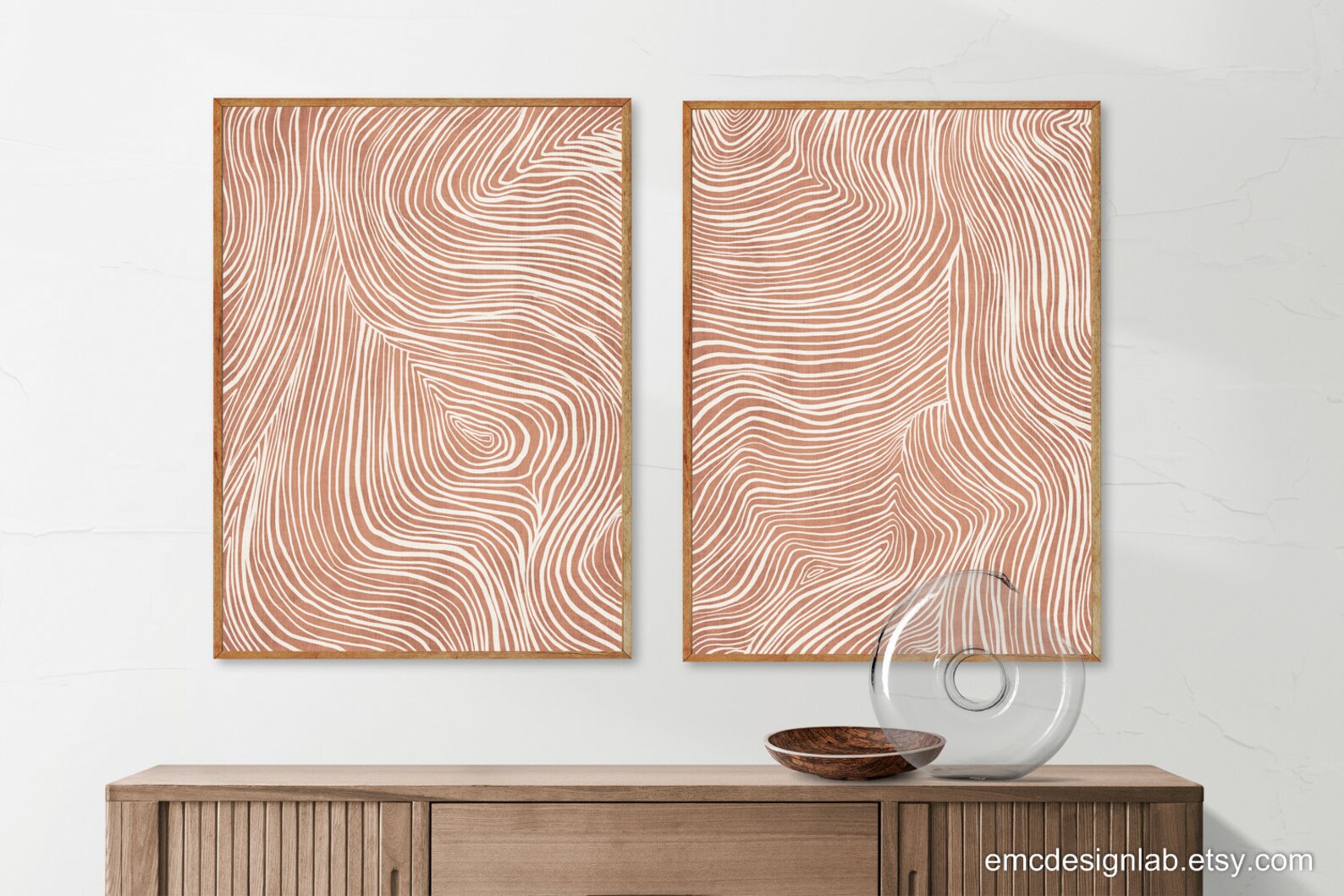 Terracotta Boho Art Print Set / Light Terra Wall Art / Modern Original