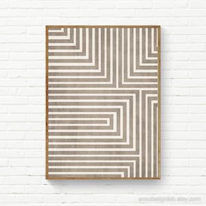 Beige Wall Art, Minimalism Geometric Wall Art, Bedroom Classic Style Print, Bathroom Neutral Print