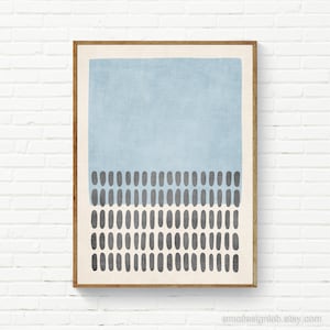 Sky Blue Minimalist Abstract Wall Art  Print Linen Texture Neutral Tones Original Artwork Light Gray Light Blue Minimalism