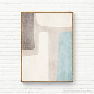 Light Blue Beige Greige Abstract Artwork, Modern Neutral Minimalist Wall Art