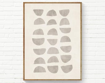 Beige Ivory White Simple Shapes Neutral Wall Art, Abstract Minimalist Art Prints, Bedroom Neutral Wall Art, Office Studio Design Prints