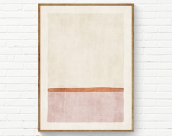 Minimalist Landscape Beige Rust Light Terracotta Wall Art, Classy & Elegant Minimal Abstract Landscape, Living Room Best Simple Decor