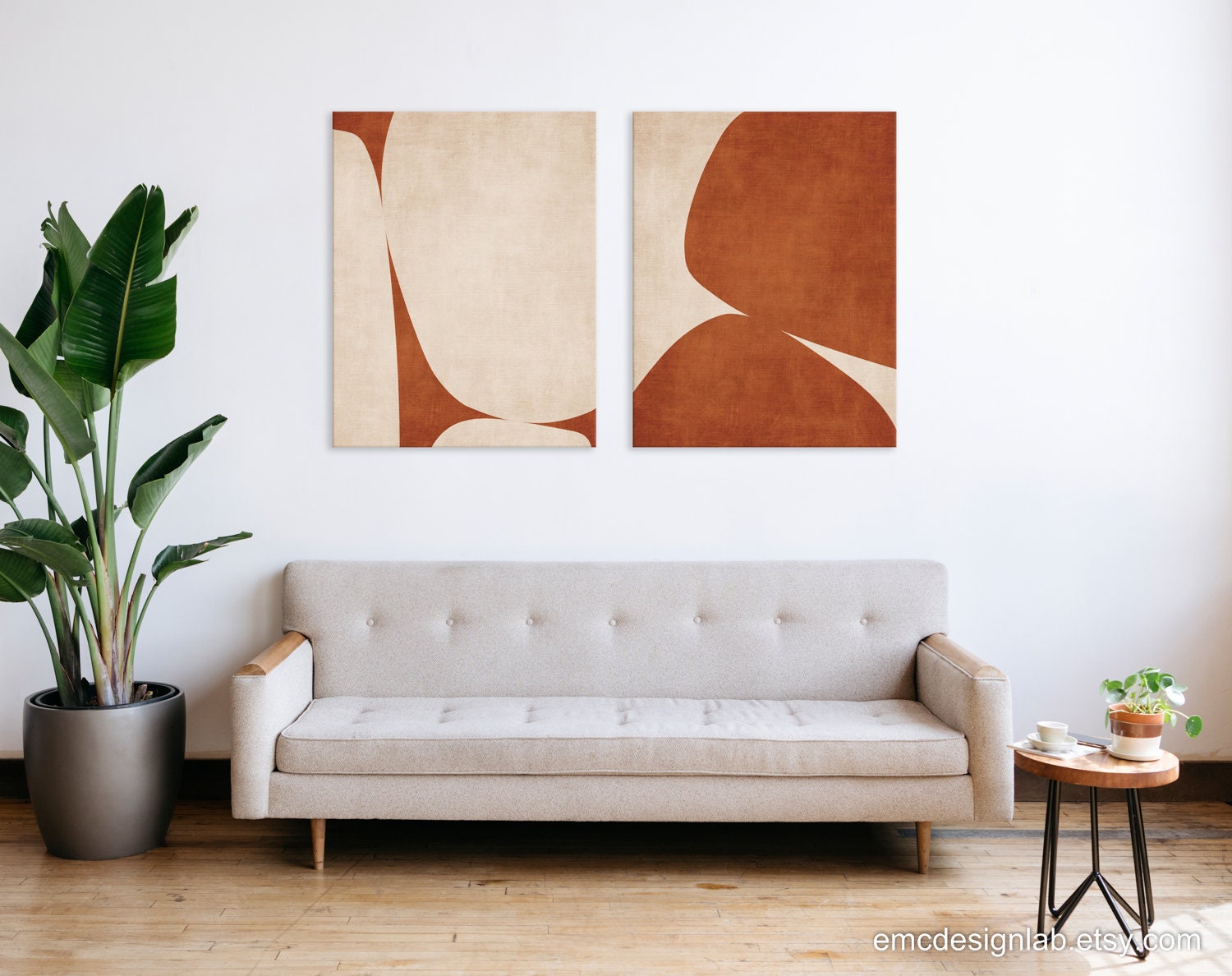 Dark Terracotta Abstract Organic Shapes Modern Art Print / Minimalist ...
