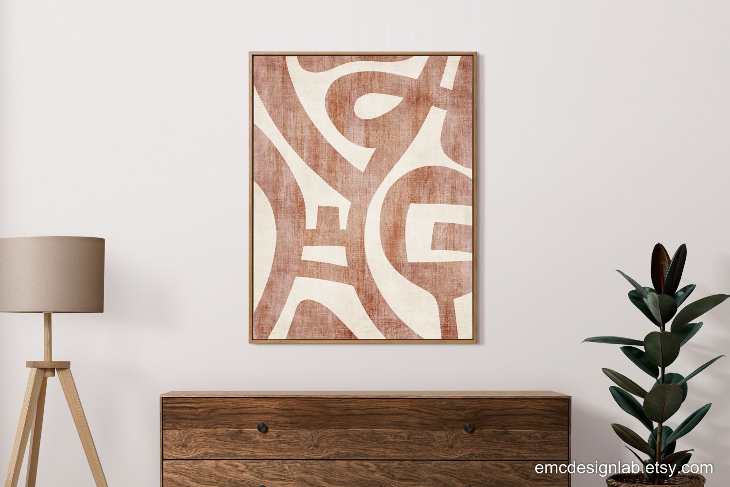 Abstract Shapes Boho Modern Art Print / Minimalist Terracotta Wall Art ...