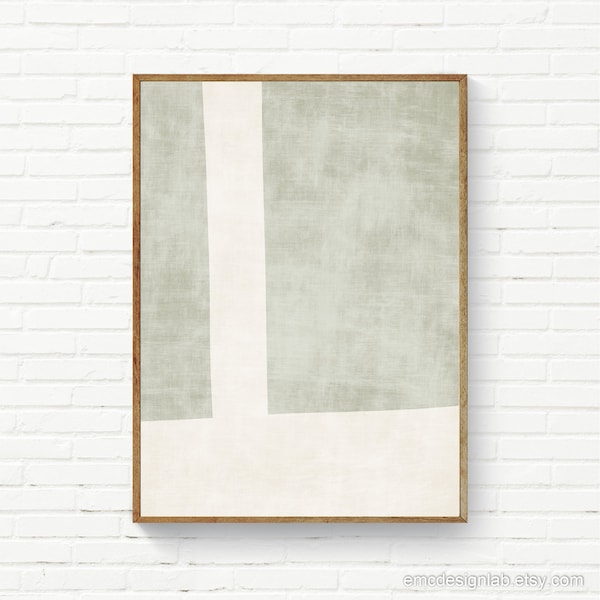 Minimalist Green Wall Art, Soft Light Green Art Prints, Mint Sage Pistachio Abstract Minimal Japandi Digital Art Print, Large Wall Art