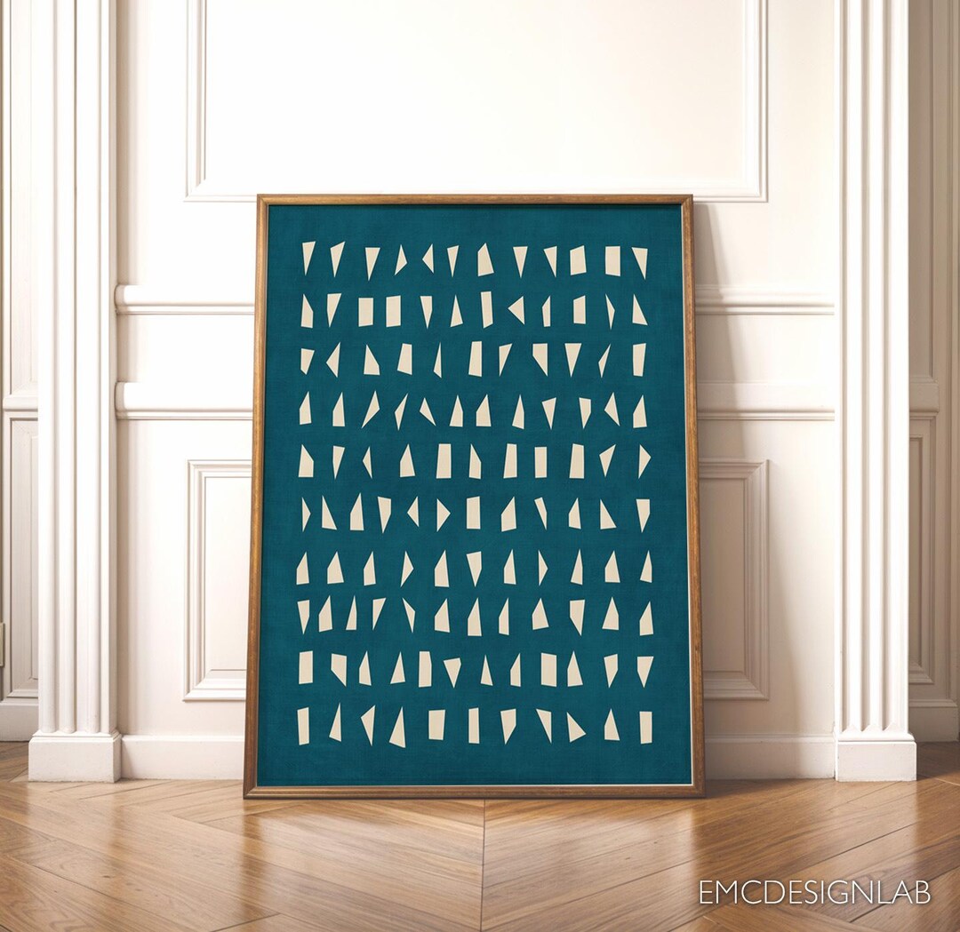 Minimalist Teal Art Print Cream Shapes: Abstract Pattern for Modern ...