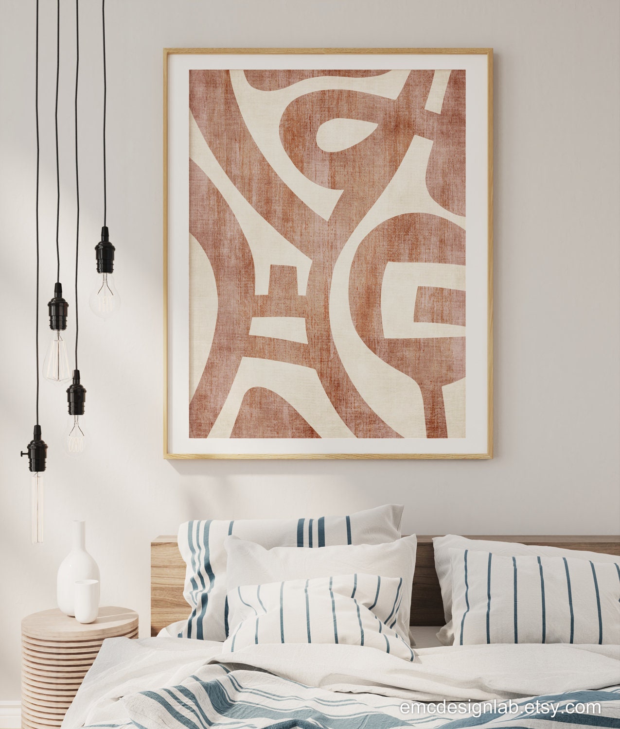 Abstract Shapes Boho Modern Art Print / Minimalist Terracotta Wall Art ...