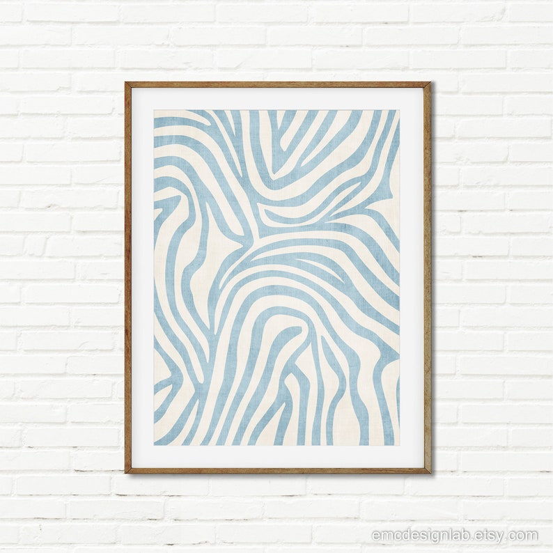Light Blue Abstract Minimalist Lines Wall Art / Baby Blue Etsy