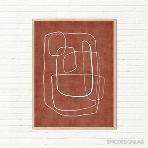 Abstrakte Terrakotta Linien Kunstdruck: ein modernes minimalistisches Kunstwerk