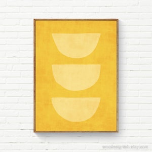 Yellow Tones Semicircles Wall Art, Modern Artwork Light Yellow Half Moon, Pale Yellow Abstract Poster, Simple Shapes Modern Poster Artworks