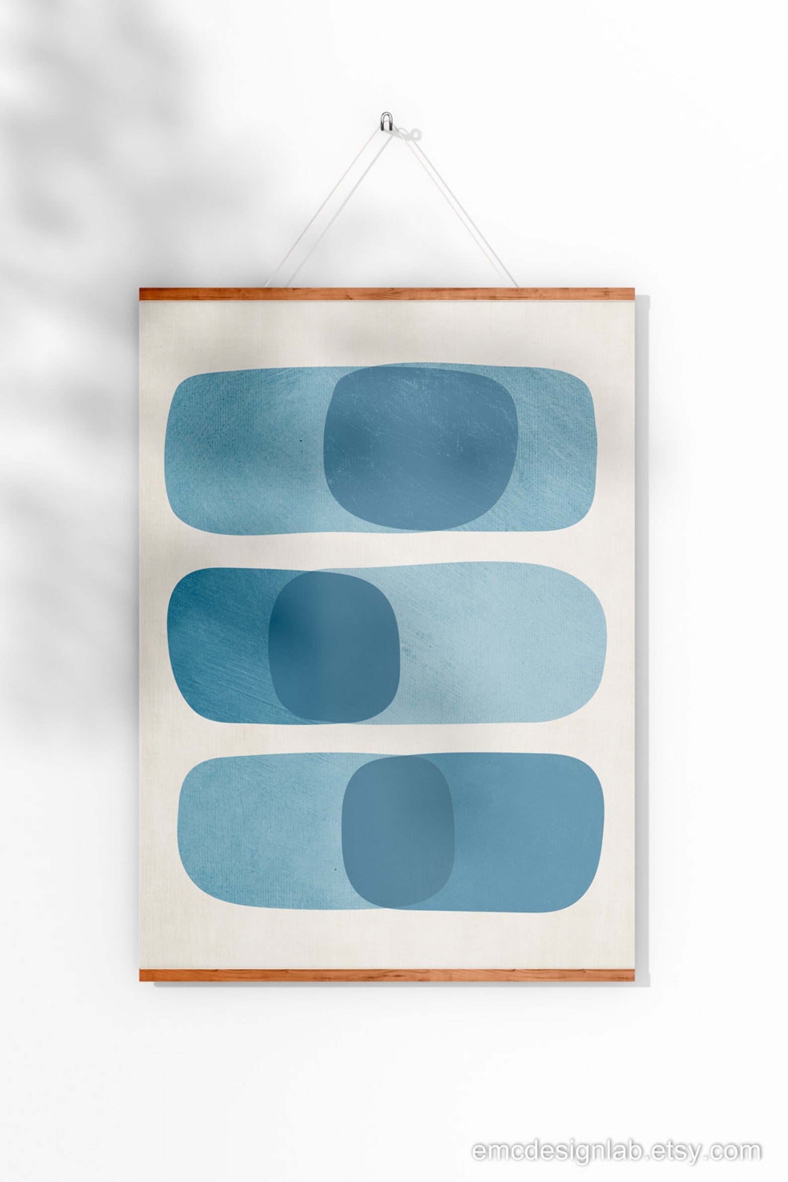 Minimalist Blue Tones Wall Art Shades of Blue Teal Rounded Etsy