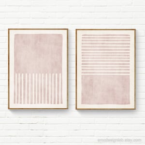 Blush Pink Minimalist Art Set Print Neutral Color Block White Pink Abstract Print Modern Minimal Pastel Tone Artwork