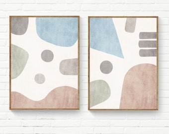 Abstract Neutral Tones Wall Art Set of 2 Prints
