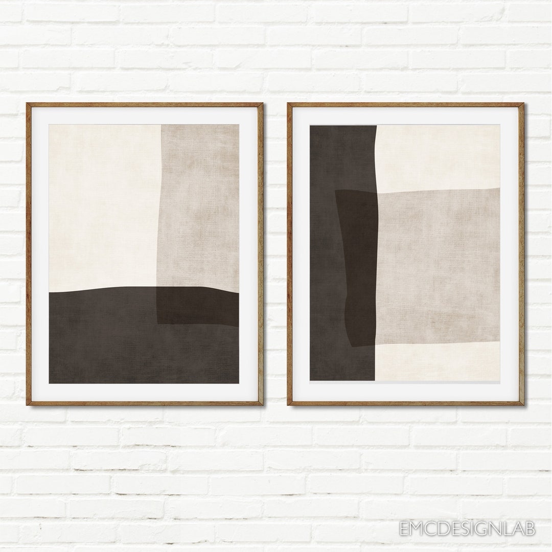 【タフケース】classic - natural, cream and black by Her Art Dark Gray Beige White Art Print Set of 2 Custom Size
