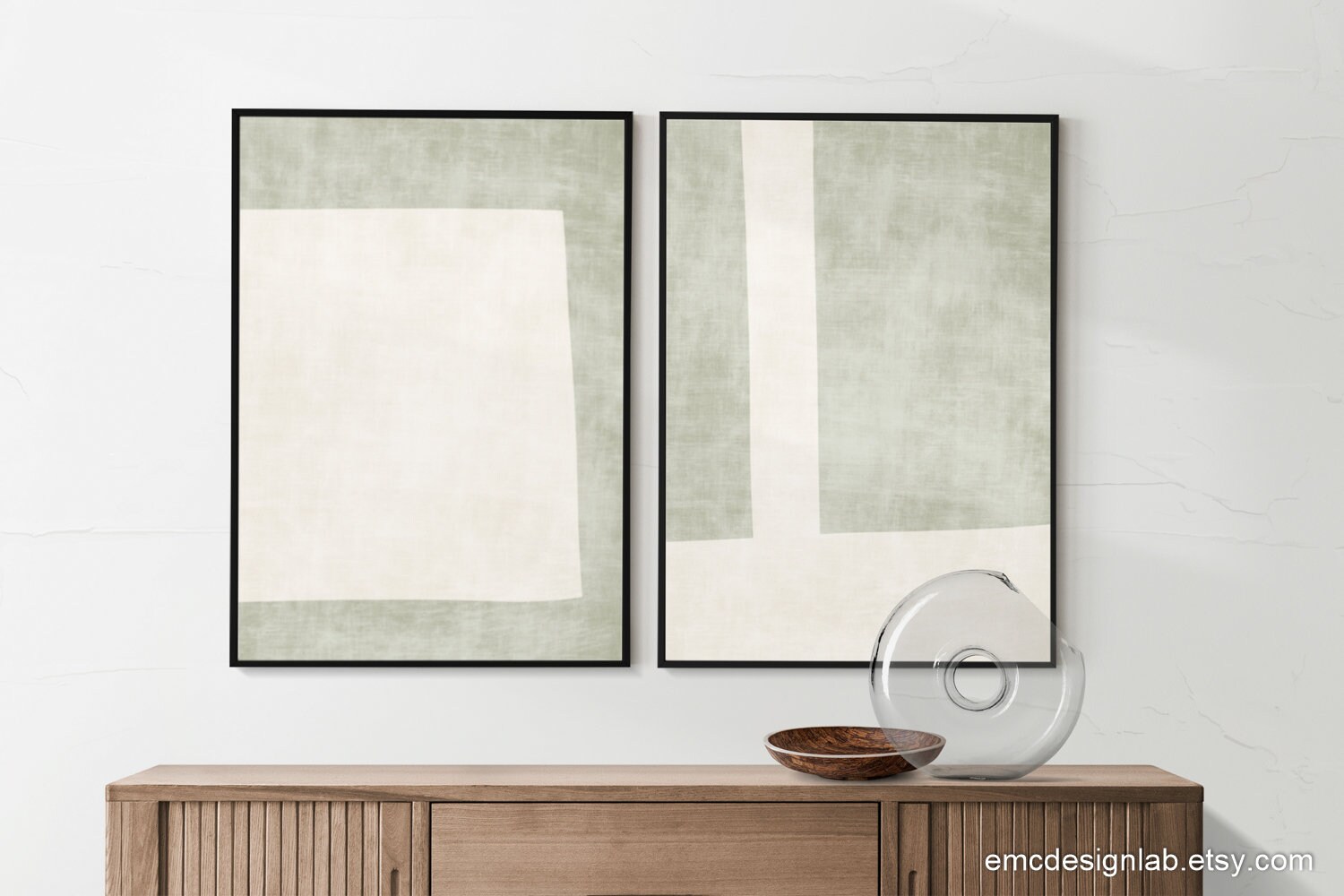 Linen Texture Light Green Wall Art Neutral Green Art Print Etsy