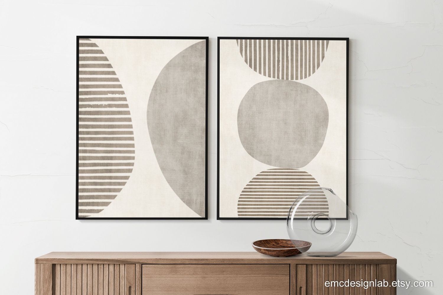 Minimalist Print Set of 2 Beige Wall Art Set of 2 Abstract Etsy