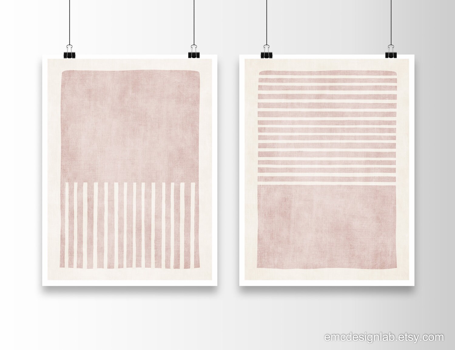 Neutral Colorblocked Set Blush Pink Minimalist Art Set Print Neutral Color Block White Pink ...