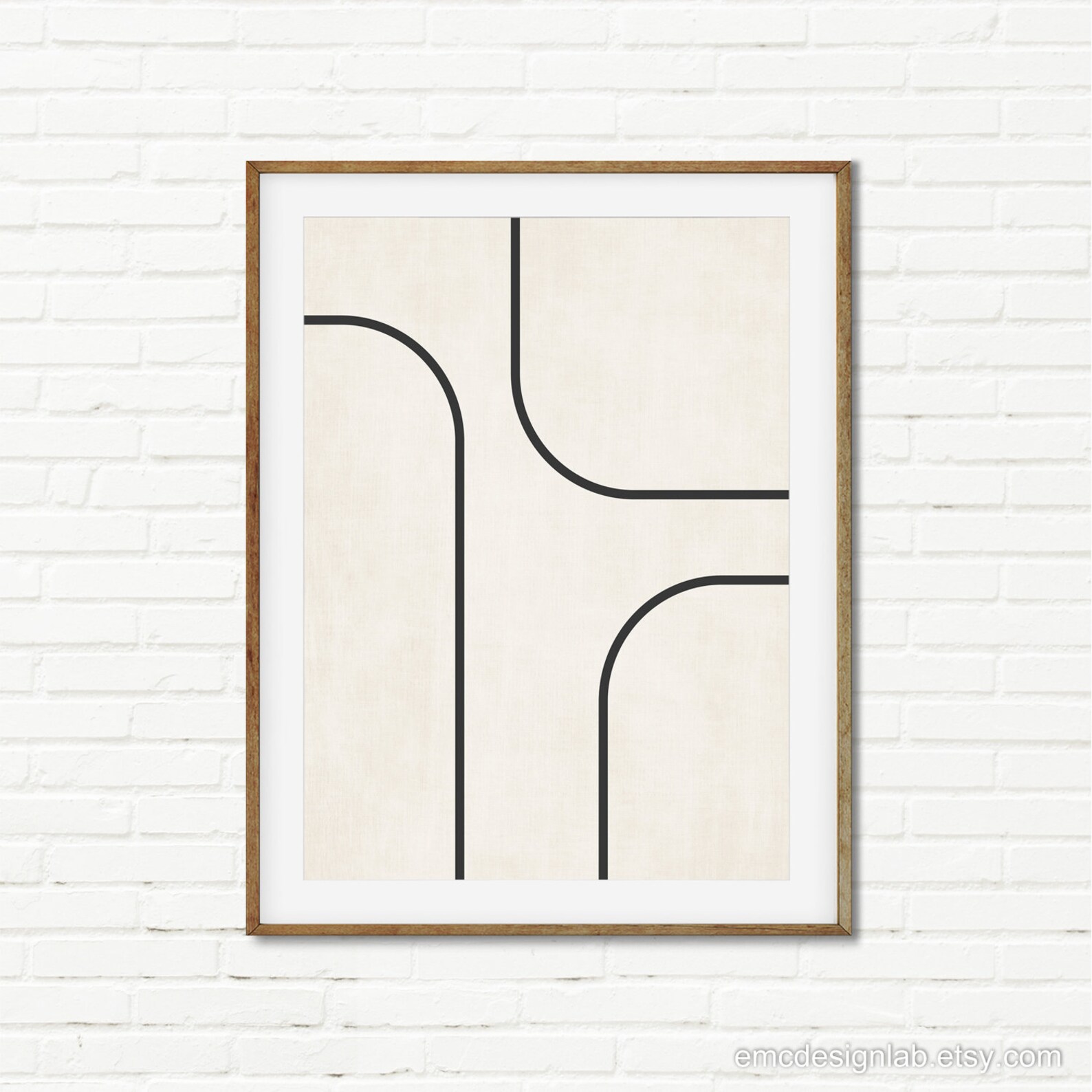 Modern Minimalist Geometric Print, Black & White Simple Shapes Wall Art ...