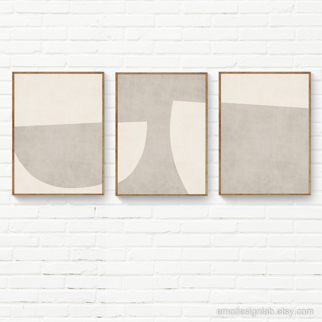 Minimalist Wall Art Set of 3 Beige Ivory White Art Prints, Kitchen Wall ...