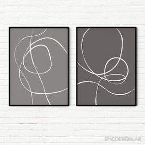 Conjunto de Arte Abstrata Elegante: Decoração Moderna e Minimalista para Espaços Sofisticados
