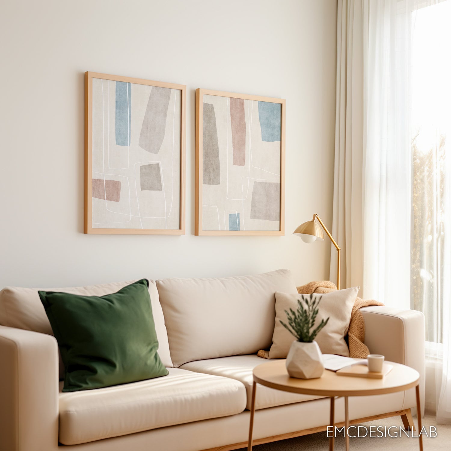 Neutral Tones Abstract Art Set of 2 P...