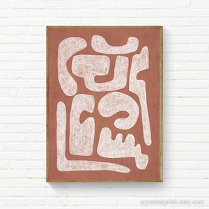 Terra White Abstract Drawing Art Work Organic Shapes Scribble Cross-Hatch Art Print