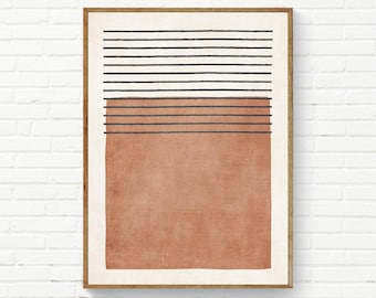 Terracotta Abstract Minimalist Wall Art Boho Modern Art Print