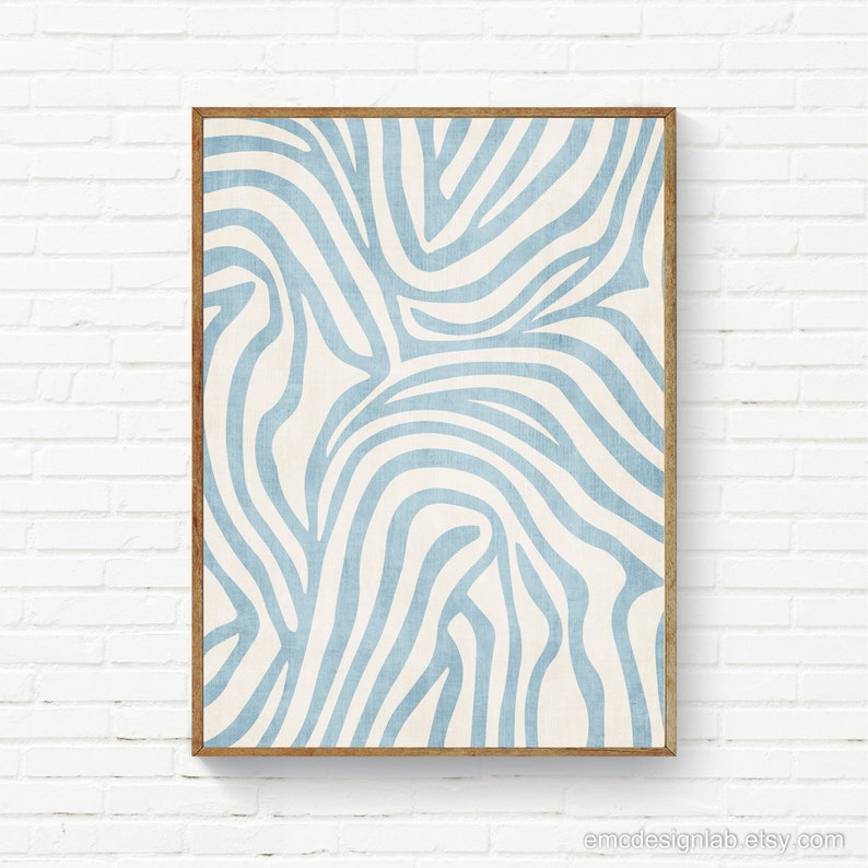 Light Blue Abstract Minimalist Lines Wall Art / Baby Blue Etsy