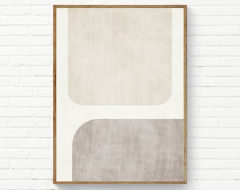 Geometric Neutral Wall Art Print, Simple Shapes Beige Neutral Print, Bedroom Neutral Minimalist Large Wall Art