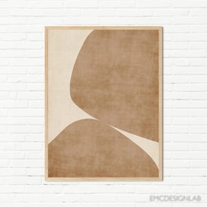 Impresión artística minimalista de formas orgánicas en color crema claro tostado
