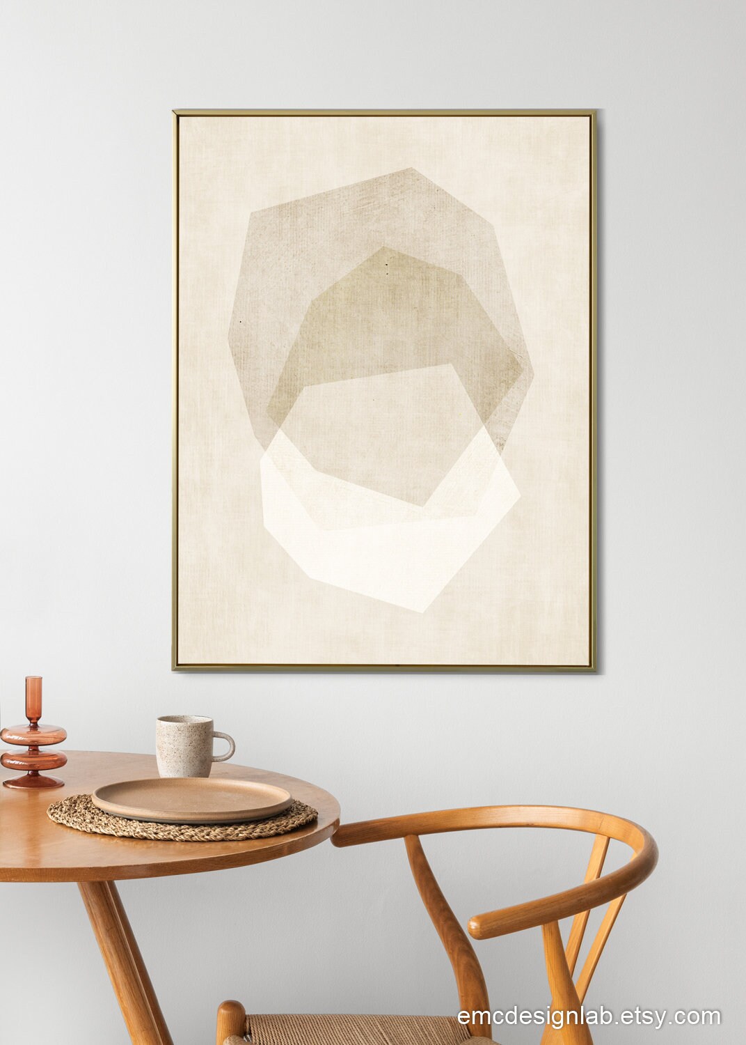 Minimalist Neutral Wall Art Beige White Linen Texture Original Unique ...