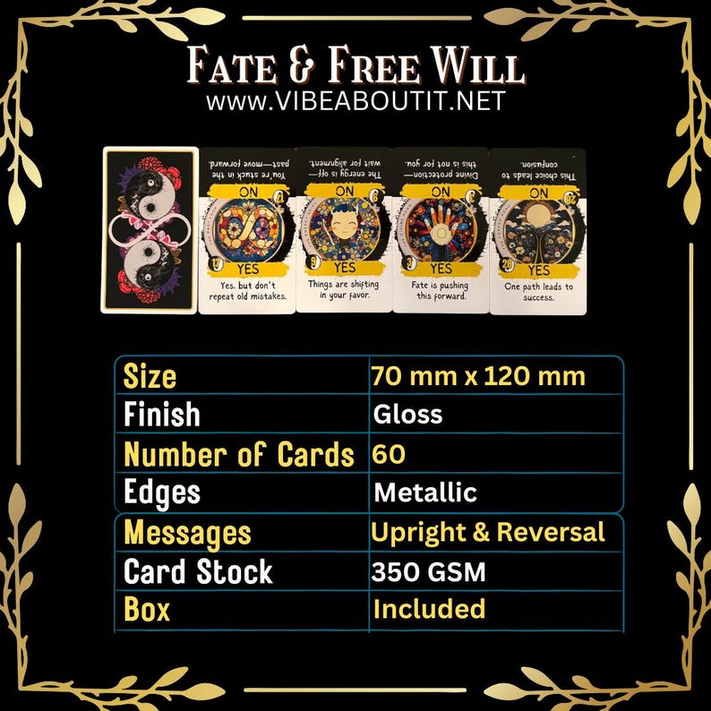 Fate and Free Will Oracle Deck 60 Cards for Yes or No Responses, Life ...