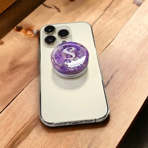 Floral Cell Phone Grip with Real Flowers, Handmade Phone Holder