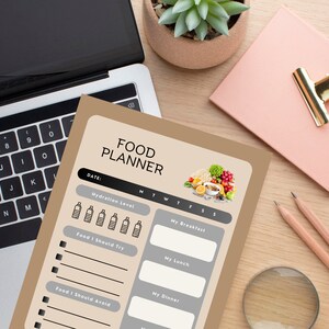Food Planner, Food Log, Food Diary, Meal Tracker, PDF Journal, Printable Planner, editable Journal, digital Workout Plan,Fitness and Health,