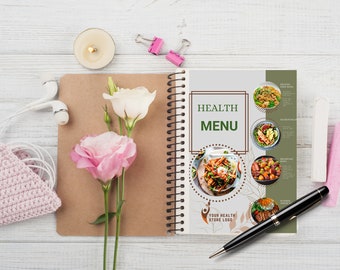 Healthy Menu food Planner, Healthy Recipes, Recipe planner, Weekly Meal Prep, Meal Planner, Diet health plan, Printable PDF Download,