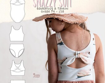Girls Swimwear Sewing Pattern PDF, Kids Swimsuit Pattern, Bikini Pattern, Tankini Pattern, One Piece Swimsuit, Instant Download