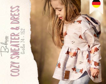 Sweater dress, PDF sewing pattern, sweater, girl, child, sewing instructions, sewing pattern, sewing instruction, kid, girl, top, dress