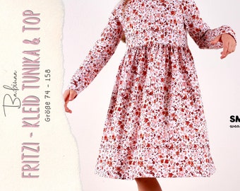 Fritzi Dress Top & Tunic PDF Sewing Pattern / Kids dress tunic top / turtleneck / puff sleeves / Girls Sewing Pattern