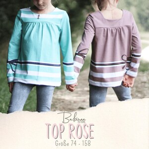Top Rose, PDF Schnittmuster, Long Sleeve,  Mädchen,  Nähanleitung, Sewing Pattern, Sewing Instruction, Kid, Girl, Langarm Shirt, Ruffle