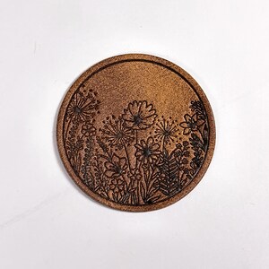 1 faux leather label flower globe / patch / appliqué / clothing label / textile label / faux leather label / sew on