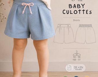 Baby Culottes Sewing Pattern PDF | Baby Pleated Shorts | Toddler Shorts | Projector Sewing Pattern | Summer Shorts PDF | Woven Shorts