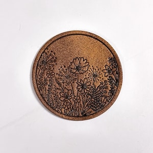 1 Kunstlederlabel flower globe  / Aufnäher / Patch / Kleidungsetiketten / Textiletiketten / Label aus Kunstleder / aufnähen