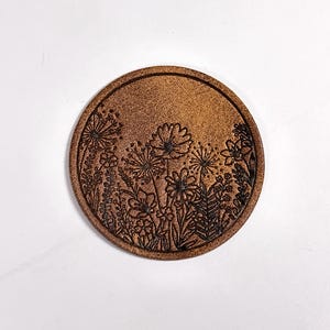 1 faux leather label flower globe / patch / appliqué / clothing label / textile label / faux leather label / sew on