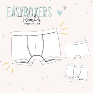 Easyboxers ボクサーショーツ PDF 縫製パターン 男の子用 / 子供用 / 男の子用 / ボクサーブリーフ / 下着縫製パターン / 初心者向け
