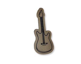 1 faux leather label "Guitar" / Music / Patch / Label / Sewing / Scrapbooking / DIY / Crafting / Patch / Applique