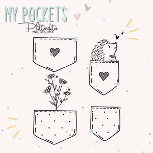 My Pocket Plotter Cutting File | Iron-On Pocket with or without Animal Face | Iron-On Pocket Design | Plotter File for Iron-On Pocket / SVG